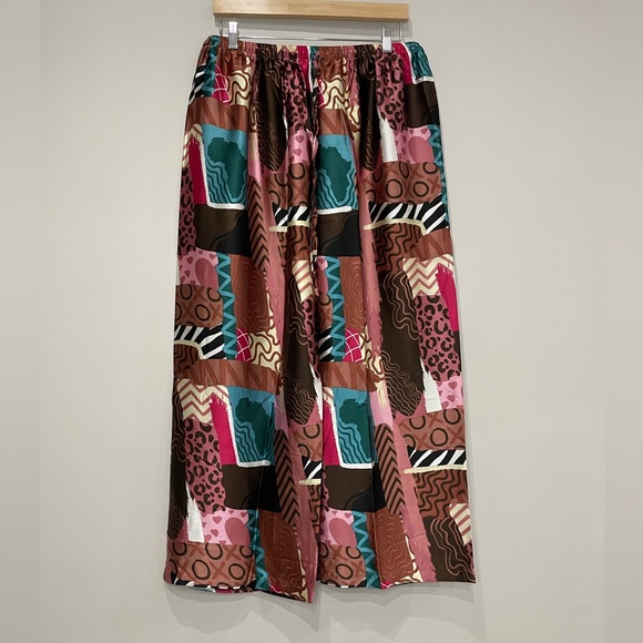 Izzy & Liv NWOT Patchwork Queen satin pajama pants wide leg 2XL - Picture 2 of 9
